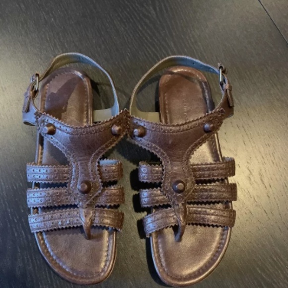 Soft Balenciaga Studded Fisherman Flats Sandals Chocolate Brown 36.5 Mint - Picture 1 of 6